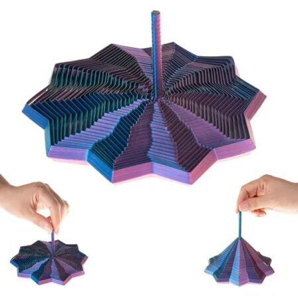 3D Printed Expanded Sensory Fidget Star,Sensory Fidget Star with Handle, Colorful Whirling Spiral Design,Star Shaped Fidget Star (Large Blue Purple)