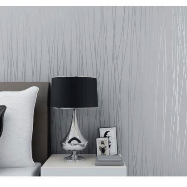 3D Self Adhesive Non-Woven Wall Paper 53CMX5M Silver Grey