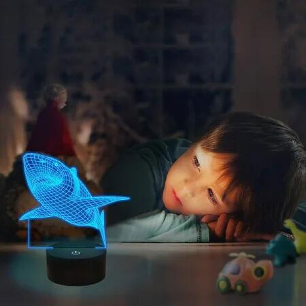 3D Shark Illusion Night Light Touch-Sensitive, 7-Color Changing Desk Lamp Create a Magical Atmosphere in Any Room