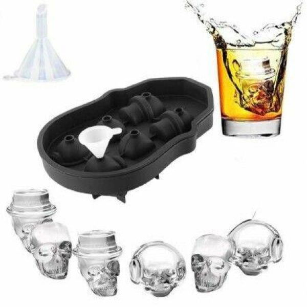 3D Skull Flexible Silicone Ice Cube Mold Tray BPA FREE