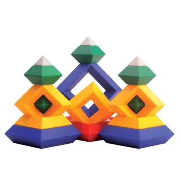 3D Stacking Pyramid Building Toys and Brain Teaser for Kids and (60 Pieces)