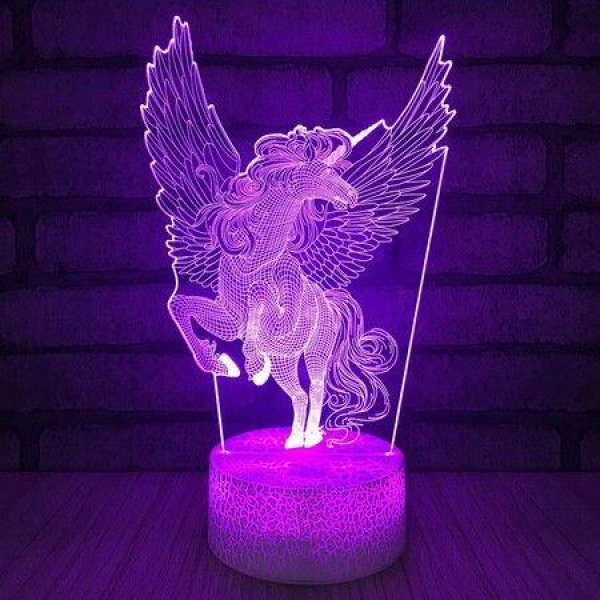 3D Unicorn LED Illusions Night Light Table Stand Lamp Remote Touch Control Colour Changing