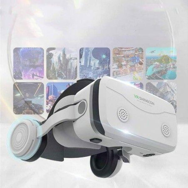 3D VR Virtual Goggles Glasses Reality Headset Compatible With IOS & Android Phone Universal Anti-Blue Headphones Gift (White)