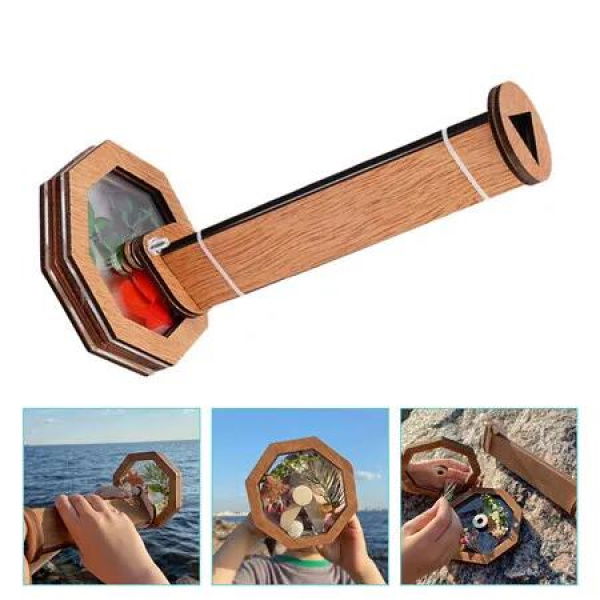 3D Wooden DIY Kaleidoscope Magic Rotating Glass Outdoor Toys for Nature Lovers Gifts for Children's Interest Cultivation