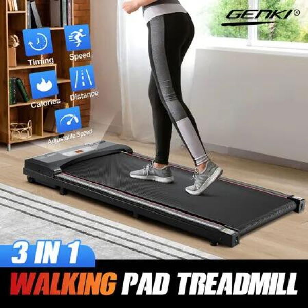 3in1 Treadmill Walking Pad Under Desk Mat 2HP Electric Home Gym Office Fitness Exercise Jogging Running Machine Portable Remote Control 380mm Black