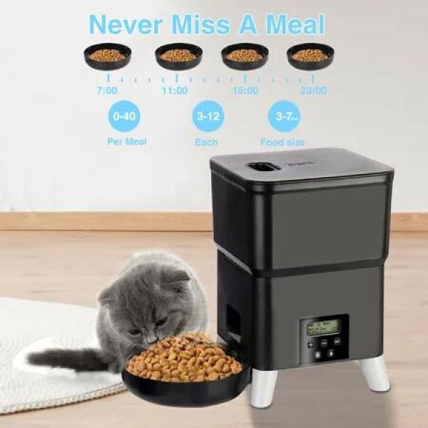 3L Automatic Cat Feeder with Button Comtrol, Pet Feeder Programmable Dog Feeder Suitable for Small and Medium Pet Feeders