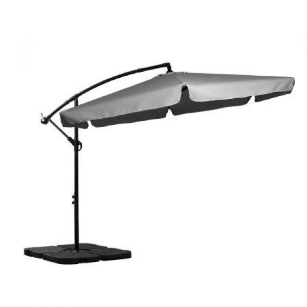 3M Cantilever Umbrella Outdoor Grey With Base