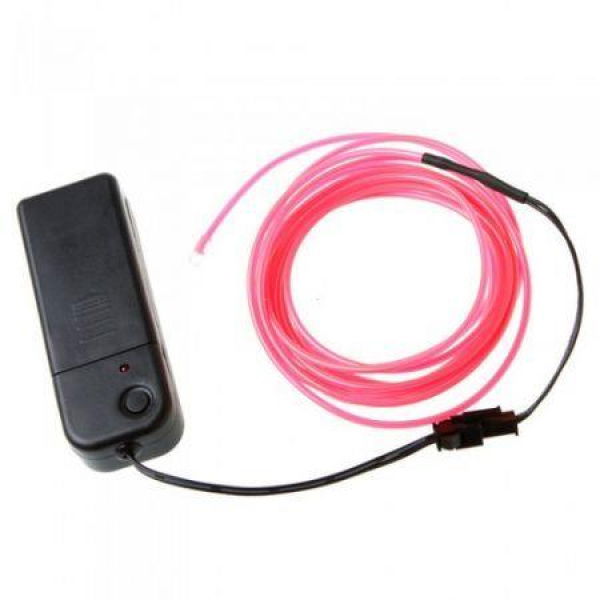 3M Pink Flexible Neon Light EL Wire Rope Tube With Controller