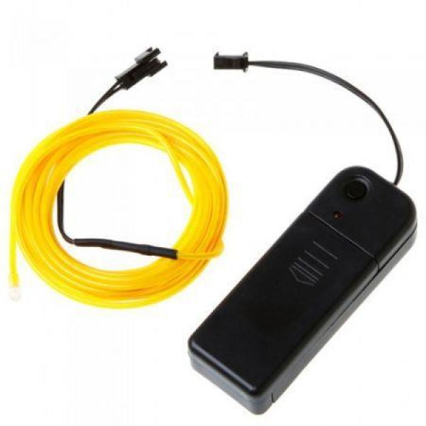 3M Yellow Flexible Neon Light EL Wire Rope Tube With Controller