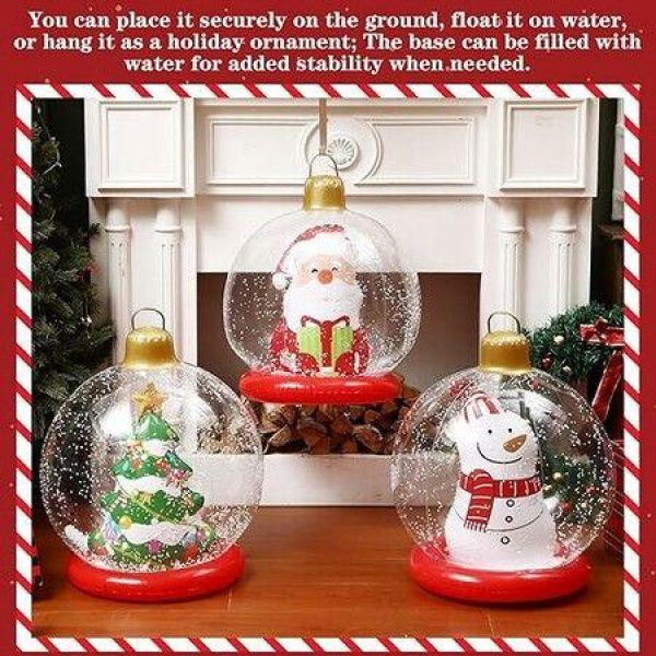 3p 55cm PVC Inflatable Christmas Ball Ornament Xmas Blow up Ornaments Holiday Blow Ball Yard Outdoor Lawn Porch Decorations Birthday Gift