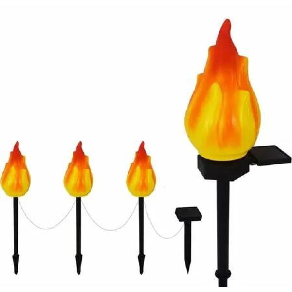 3p Solar Flame Lights Outdoor Decorative Lights Simulated Flame Landscape Garden Christmas Halloween Decoration