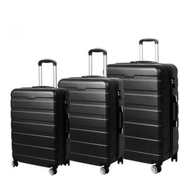 3PC Luggage sets Suitcase Black