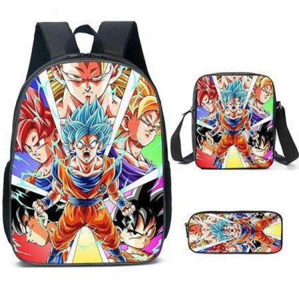 3pcs Dragon Ball Cartoon Backpack Set Travel Backpack 43cm Multi-Function Daypack Large Capacity Shoulder Bag for Daily Life Christmas Birthday Gifts