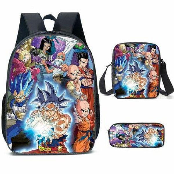 3pcs Dragon Ball Cartoon Backpack Set Travel Backpack 43cm Multi-Function Daypack Large Capacity Shoulder Bag for Daily Life Christmas Birthday Gifts