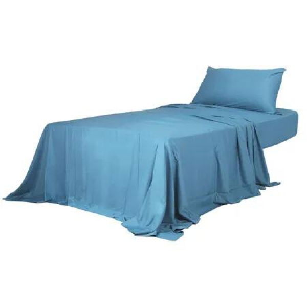 3pcs Sinigle Size 100% Bamboo Bed Sheet Set in Blue Colour Single