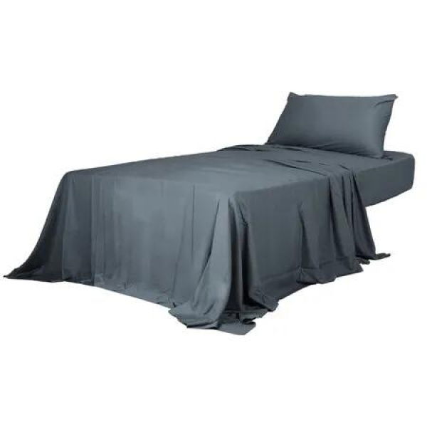 3pcs Sinigle Size 100% Bamboo Bed Sheet Set in Charcoal Colour Single