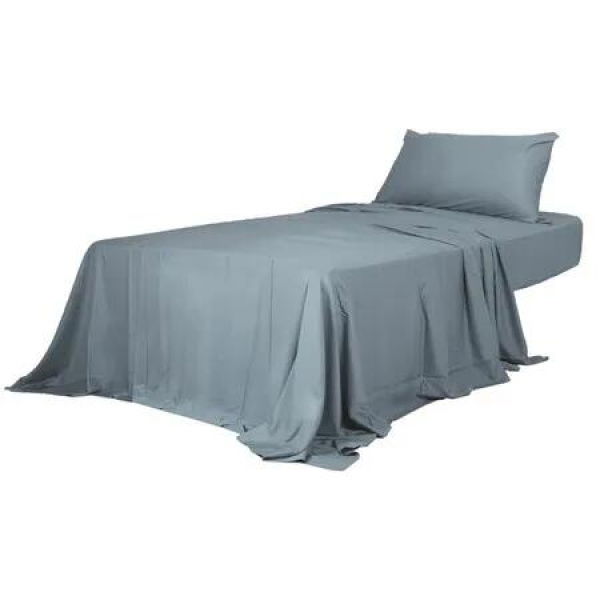 3pcs Sinigle Size 100% Bamboo Bed Sheet Set in Grey Colour Single