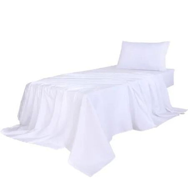 3pcs Sinigle Size 100% Bamboo Bed Sheet Set in White Colour Single