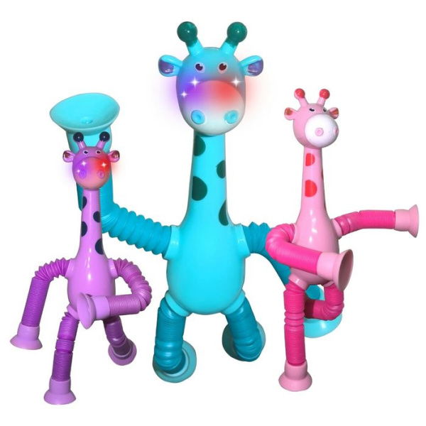 3PCS Telescopic Suction Cup Giraffe ToyPop TubesShape Changing Telescopic Tube Fidget ToysFidget Tubes Sensory Toys For Girls Boys