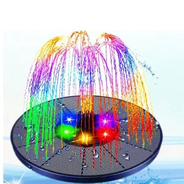 3W LED Solar Fountain Pump 900mAh Solar Powered Fountain Pump with 6 LED Lights Bird Bath with 8 Nozzles