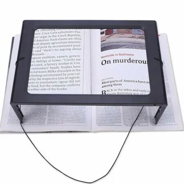 3X LED Magnifier Hands Free Full Page Desktop Large 12 LED Lighted Reading Foldable Portable Elderly Kids Craft Hobby