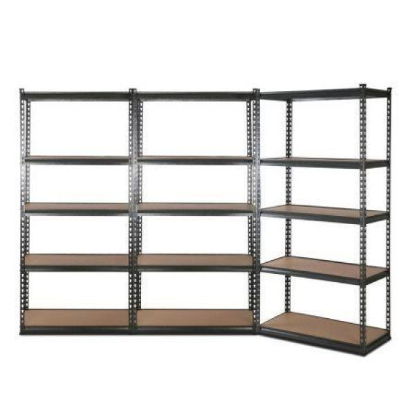 3x1.8m 5-Shelves Steel Warehouse Shelving Racking Garage Storage Rack Grey