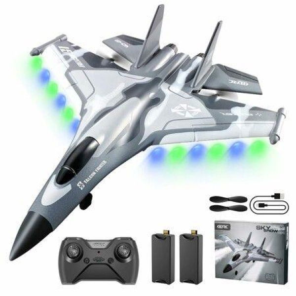 4 Channel RC Plane with 2.4GHz Remote Control Easy to Fly Fighter Aircraft for Kids Includes 2 Batteries and 6-axis Gyro