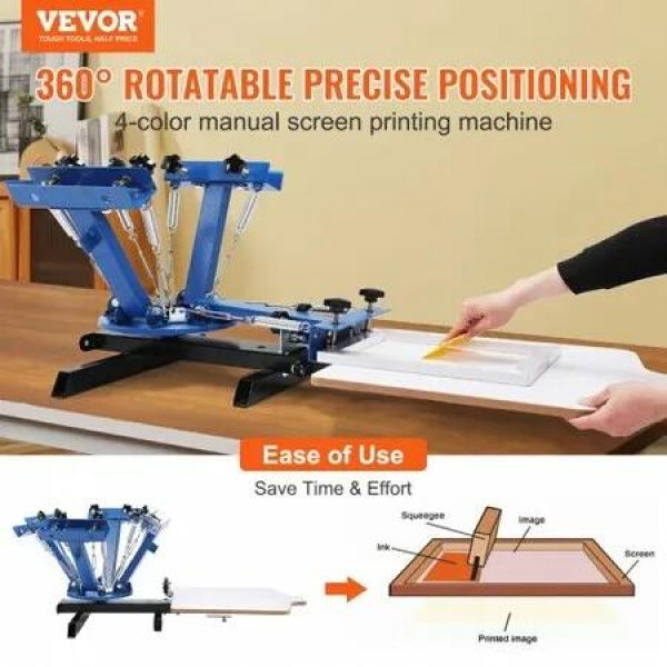 4 Color 1 Station Silk Screening Screenprint Press Screen Printing Machine