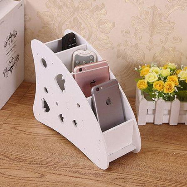 4 Compartments Remote Control OrganizerSourceTon White TV Remote Holder With 4 Spacious Compartments