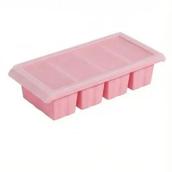 4 Cups Silicone Ice Cube Tray 1 Cup/250 mL Silicone Freezer Tray with Lids,Perfect for Storing Soup,Broth,Sauces,Batch Cooking Color Pink
