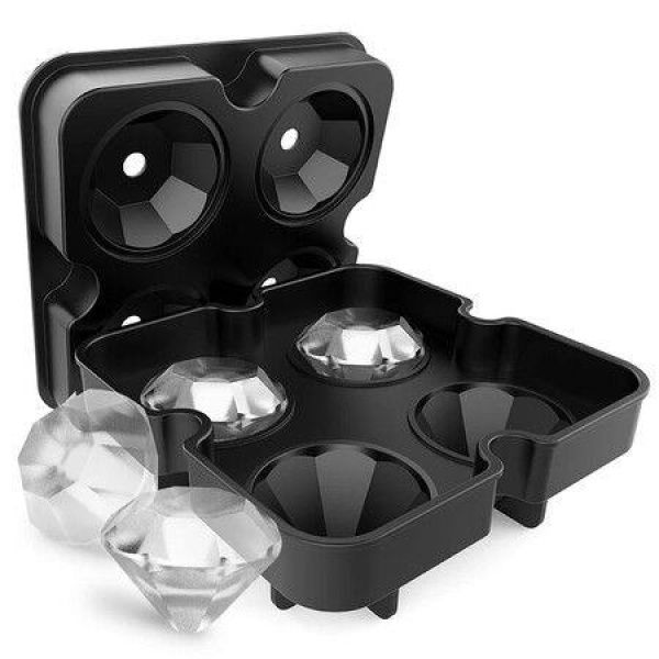 4 Diamond Shape Ice Cube Mold ice Maker Silicone Trays Chocolate Making DIY Candy Fondant Craft ice Cubes Col Black