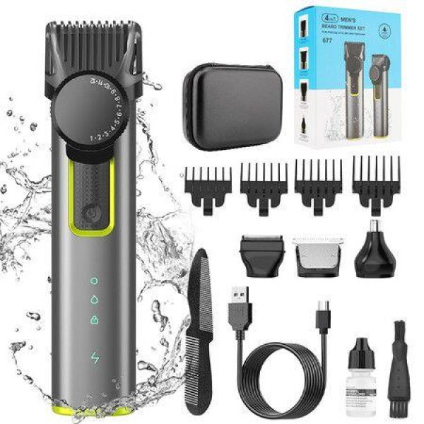 4 In 1 Adjustable Beard Trimmer For Men Cordless Hair Mustache Trimmer With Precision Dial Waterproof Hair Clipper Shaver Grooming