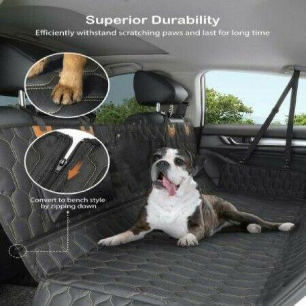 4-in-1 Dog Car Seat Cover Convertible Dog Hammock Pet Car Seat Cover With Mesh Window 2 Seat Belts For Back Seat Protector For Cars Trucks SUVs