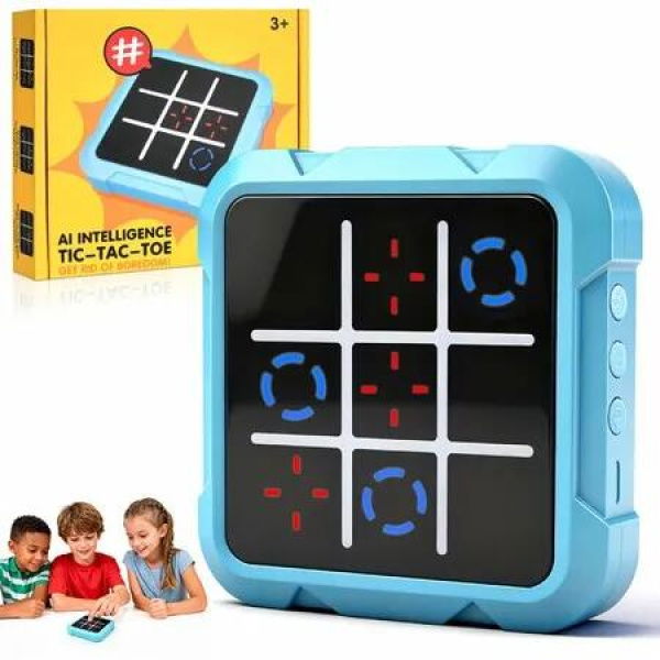 4-in-1 Electronic Tic Tac Toe Game,Handheld Tic Tac Electronic Game,Noughts and Crosses Games,Portable Travel Games,Mastermind Training