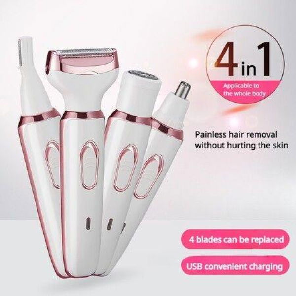 4 in 1 Lady Electric Women Shaver Facial Hair Removal Bikini Leg Body Epilator For Women Nose Hair Remover Trimmer Face Lip Hair Shaving Armpit