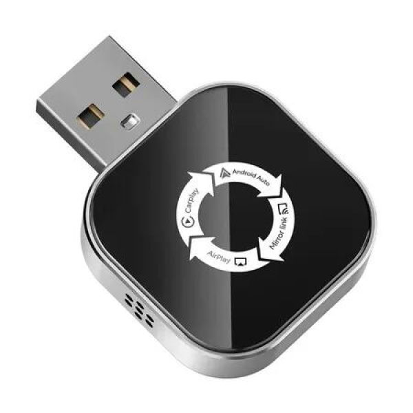 4 in 1 Wireless CarPlay Adapter for Apple CarPlay and Android Auto and AirPlay and MirrorLink, Screen Mirroring Mini USB Adapter, Plug and Play