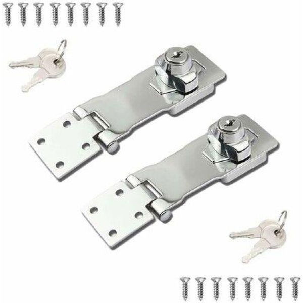 4 Inch Keyed Hasp Locks Twist Knob Keyed Locking Hasp For Small Doors Cabinets 2 Packs