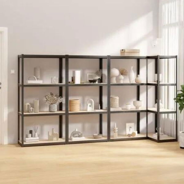 4-Layer Shelves 4 pcs Anthracite Steel&Engineered Wood