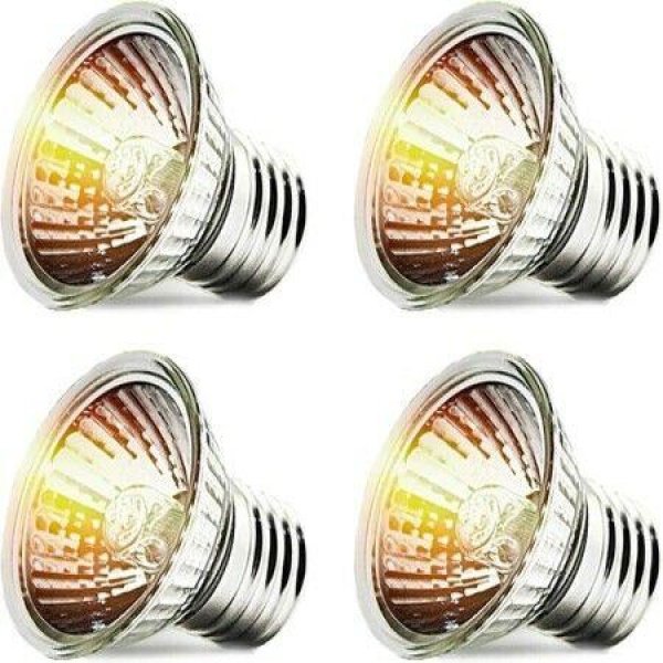 4-Pack 25W UVA+UVB Bulbs: Heat And Light For Reptiles And Amphibian Tanks Terrariums And Cages.