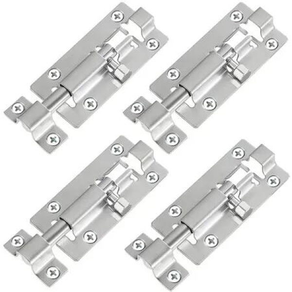 4 Pack Barrel Bolt Latch,Slide Bolt Latch 3 Inches Slide Latch Lock,Thickened Stainless Steel Sliding Lock for Door,Brushed Finish Sliding Bolt Lock,Sliding Bolt Latch with 12PCS Screws