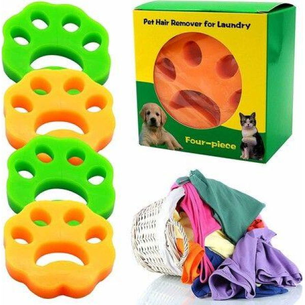 4 pack Pet Hair Remover for Laundry, Reusable Dog & Cat Hair Remover Tool - Removes Pet Fur, Hair, Lint, Dander From Clothes & Laundry