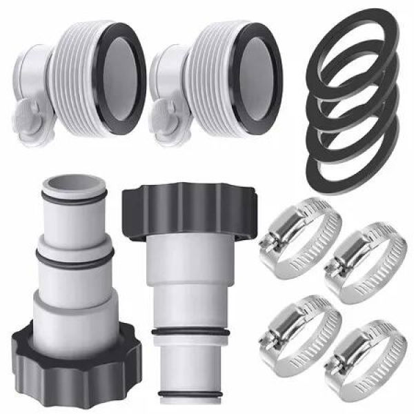 4 Pack Pool Hose Adapter 2 Types A B Conversion Connector for 1.5In to 1.25In Hoses Replacement Accessories Compatible with Intex Threaded Filter Pump and Saltwater Systems with Clamp Washer