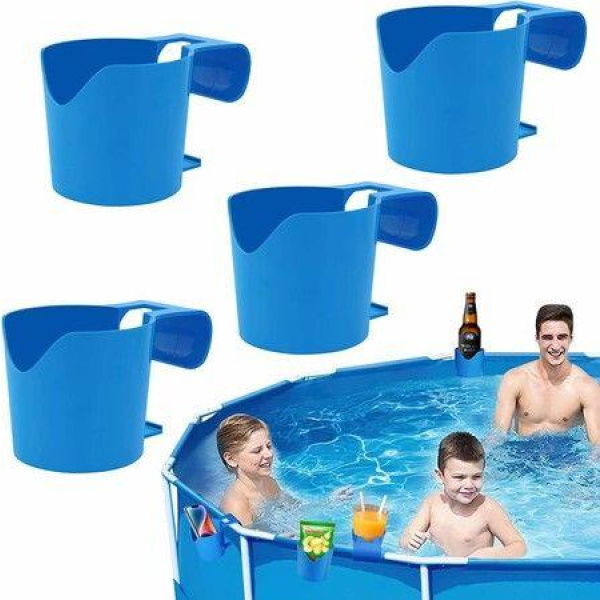 4 Pack Poolside Cup Holder For Above Ground Swimming For Pool Fits 2 Inch Or Less Poolside Top Bar