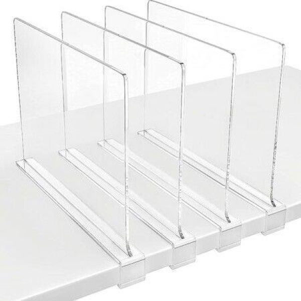 4 Pack Shelf Dividers Closet Shelves For Wood Shelves Cabinets Bedroom Organization And Storage Clear Acrylic