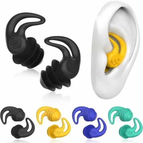 4 Pack Silicone Earplugs Anti Noise Waterproof Shark Fin Design For Sleep Study Swimming Travel Reusable Comfortable Fit