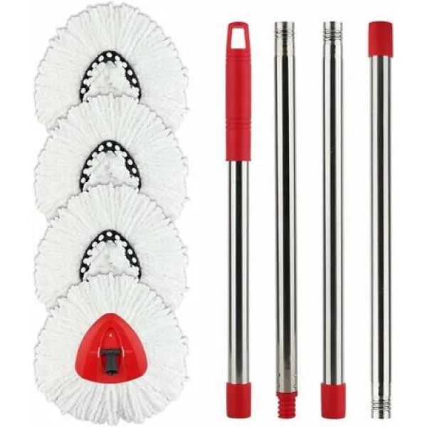 4 Pack Spin Mop Replacement Head Compatible with Vileda/O Cedar EasyWring 1 Tank Microfiber, 30-58 Handle, Triangle Mop Base and Microfiber Mops Refills Easy-to-Replace