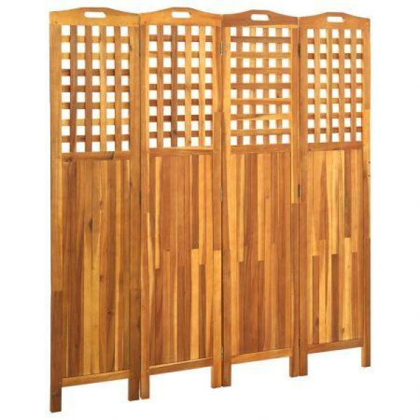 4-Panel Room Divider 161x2x170 Cm Solid Acacia Wood