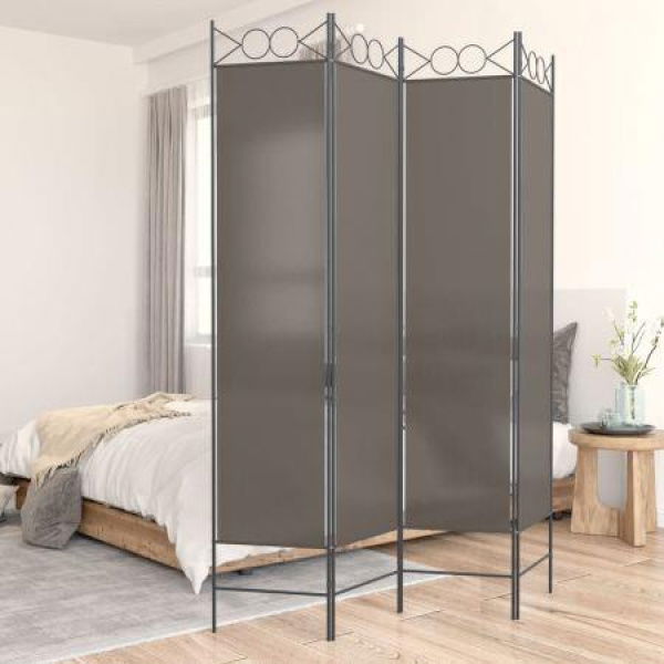 4-Panel Room Divider Anthracite 160x220 Cm Fabric