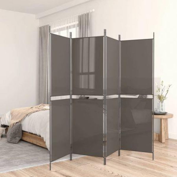 4-Panel Room Divider Anthracite 200x220 Cm Fabric