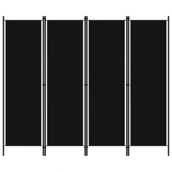 4-Panel Room Divider Black 200x180 Cm